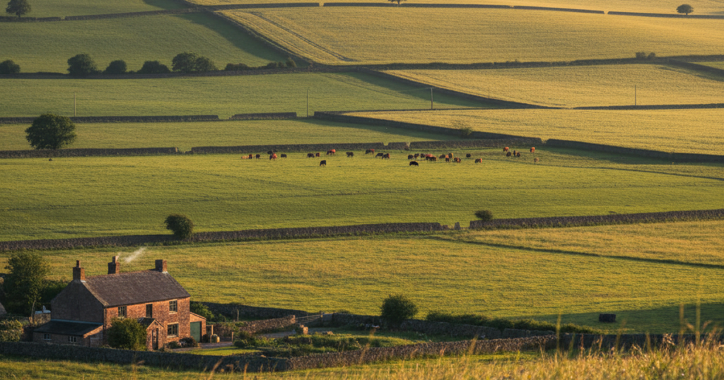 BritFarmers — UK farm landscape with mixed crop and livestock