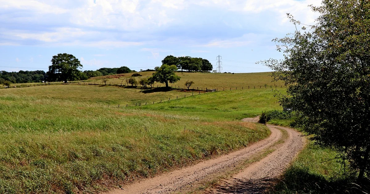 Bridleway and farmland near Whittington, Staffordshire