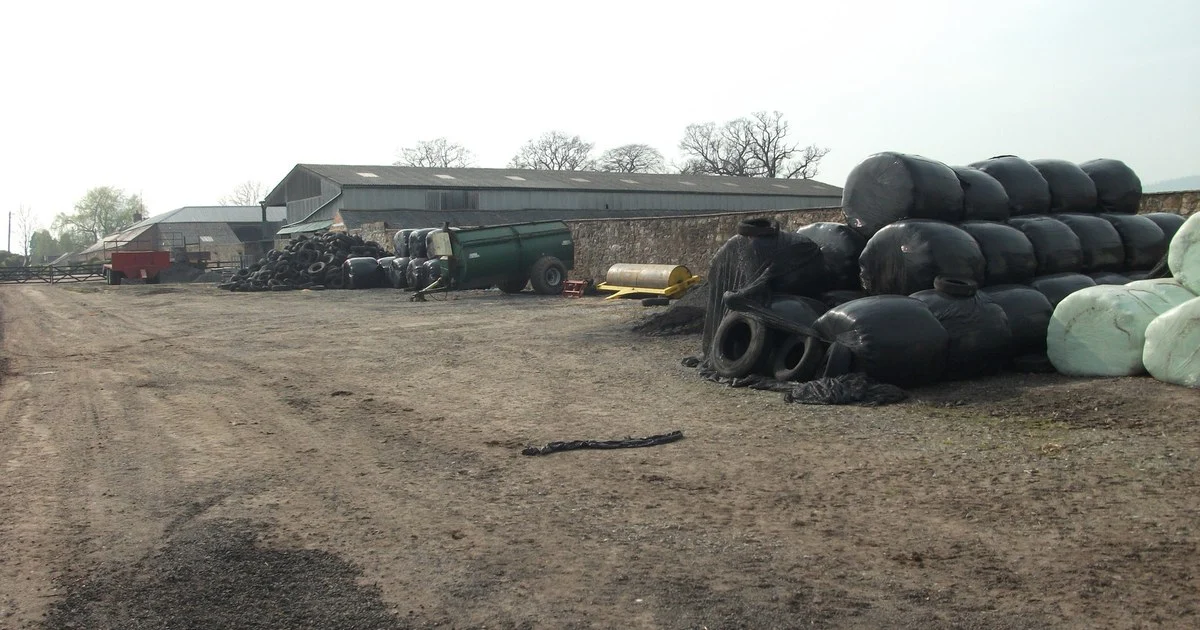 Machinery and storage yard at Lodge Farm