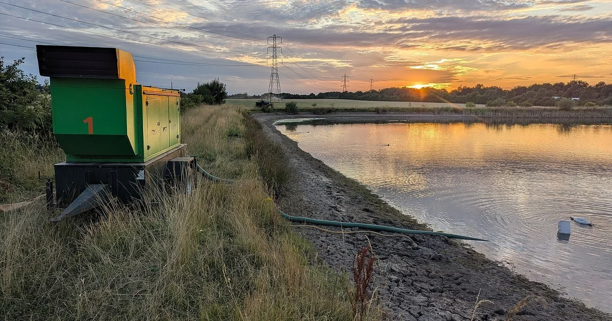 Irrigation pump by the reservoir